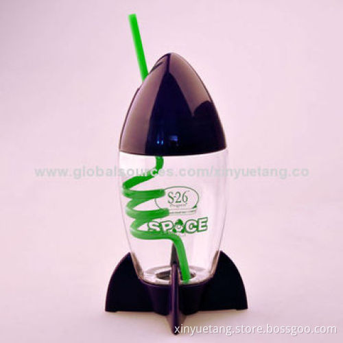 300mL Plastic Kid's Water Bottle with Straw